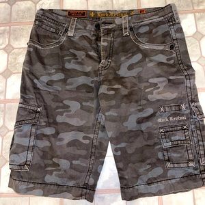 ROCK REVIVAL JEAN BLU CAMO CARGO SHORTS